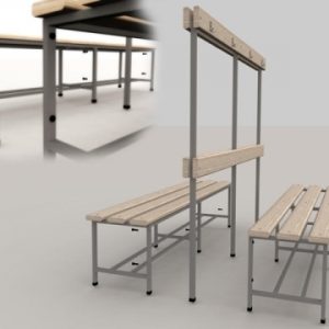 Banc de vestiaire double avec patères,2m,code 206