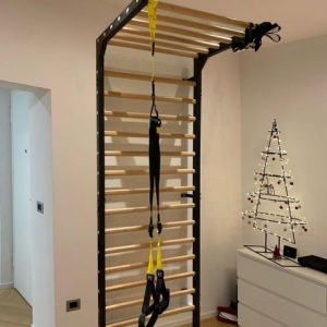 Espalier metal/bois, 240x90 cm, Modèle Spartan, référence 277/noir