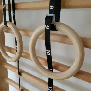 Anneaux de gymnastique en bois, avec sangle et boucles, référence 1163-sangle